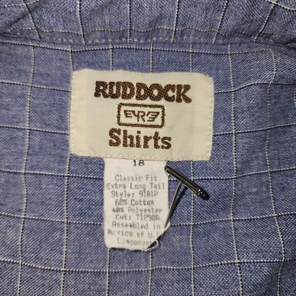 Vintage Ruddock Western Shirt Short Sleeve Blue Plaid Pearl Snap Men's XL (18) - Picture 3 of 10
